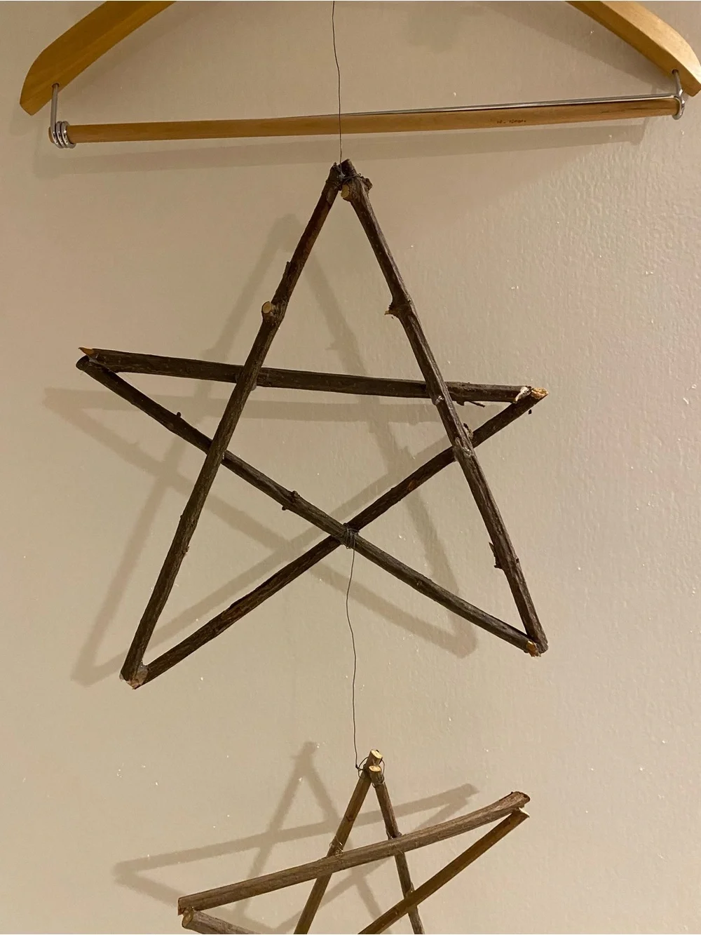 Rustic Brown Twig Star Wall Hanging - Home Wall Decor set of 3 stars